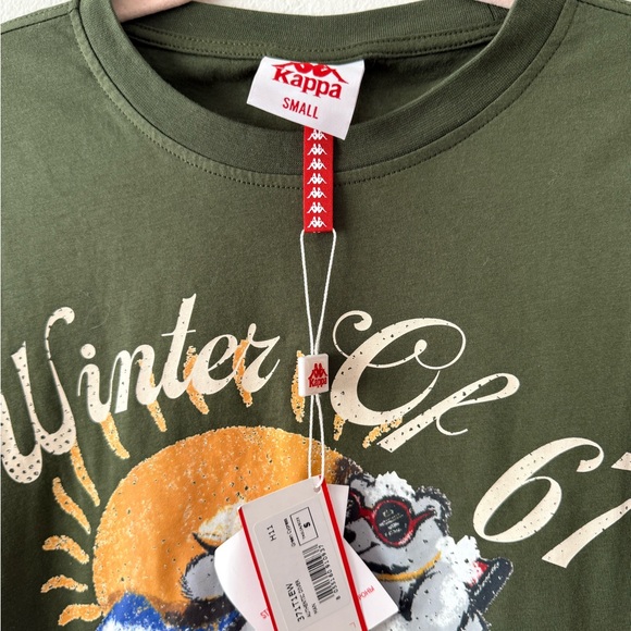 Kappa Green Winter Graphic Tee 100% Cotton Size Small - Picture 5 of 9